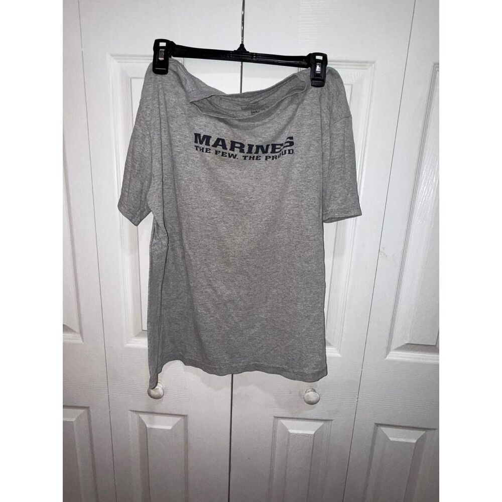Marines T Shirt The Few The Proud USMC Military Graphic Tee Gray Large MINT
